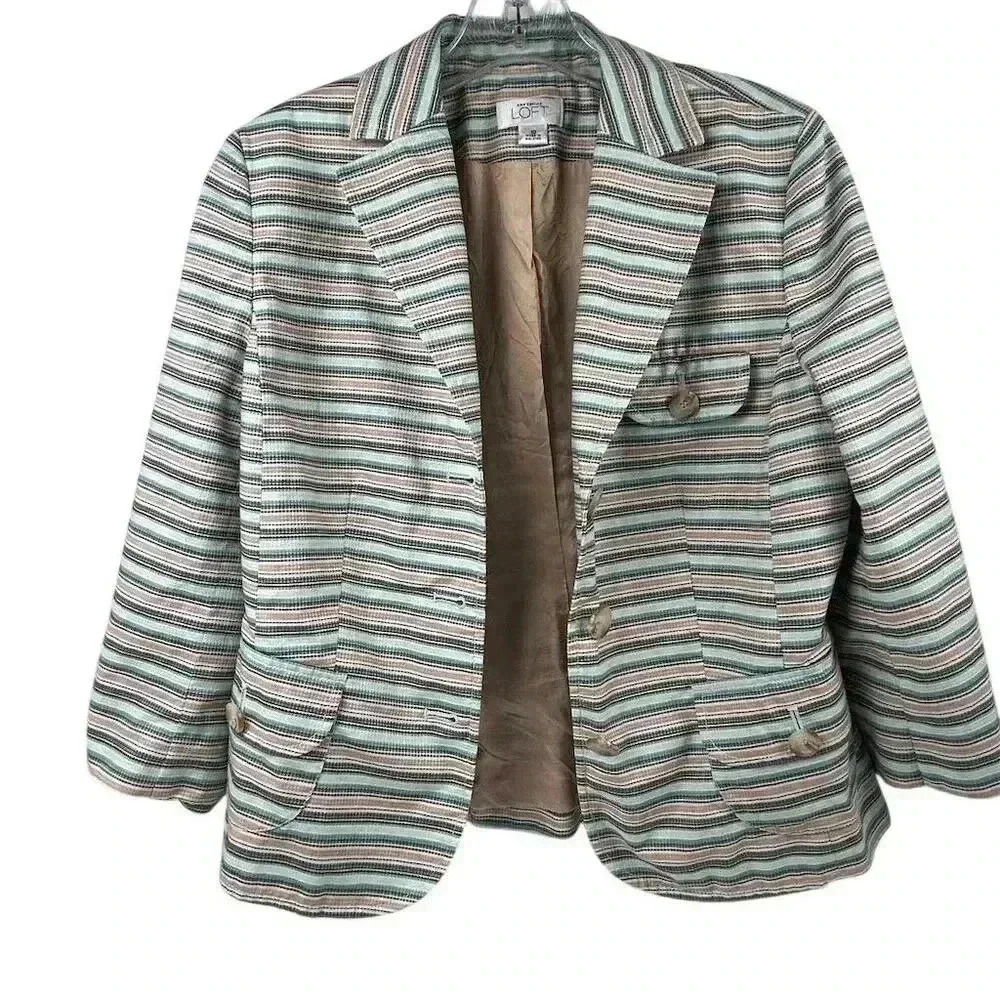 Loft Women's Striped Blazer Size 10 Multicolor Long Sleeve Jacket